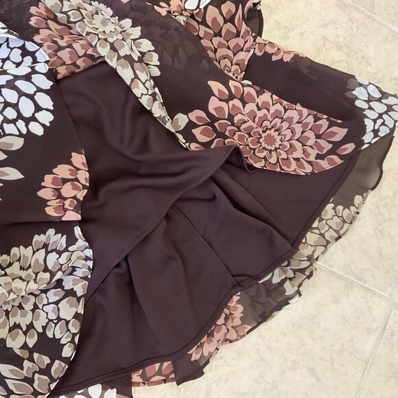 SL Fashions Layered Mini fairy Core Dress women’s Size 16 floral browns & lined - Picture 12 of 12